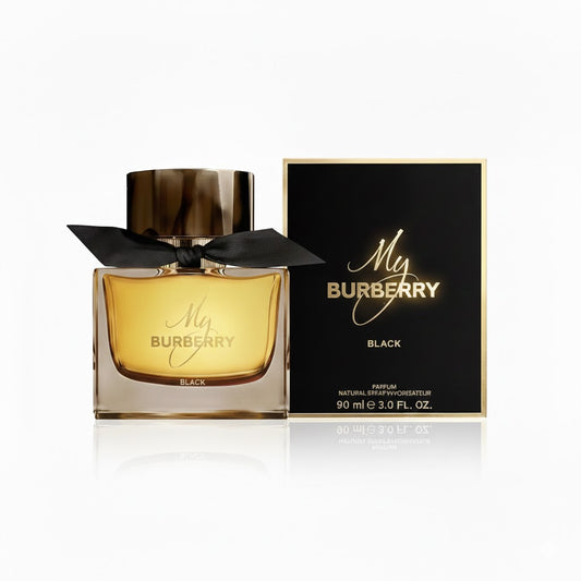 My Burberry Black perfume bottle and packaging on a white background
