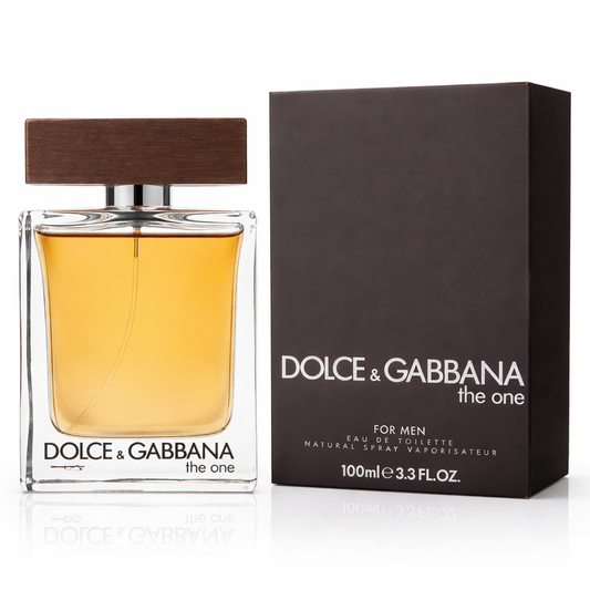 Dolce & Gabbana The One perfume bottle and packaging on a white background