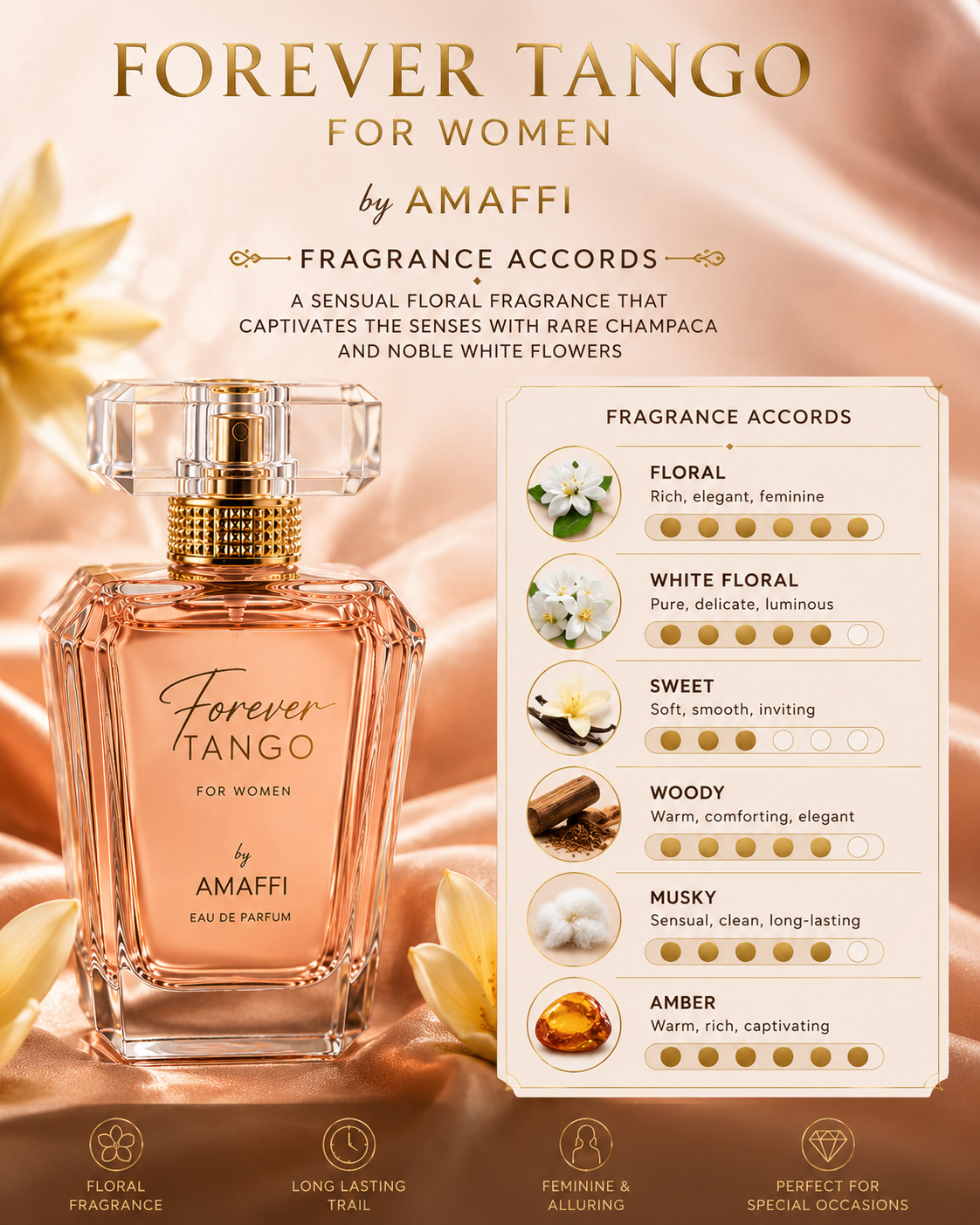 Forever Tango For Women by AMAFFI 2.54 oz + 1.7 oz gift Perfume Spray