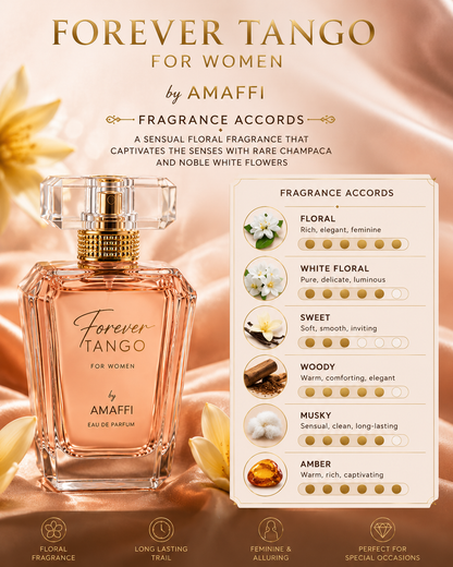 Forever Tango For Women by AMAFFI 2.54 oz + 1.7 oz gift Perfume Spray