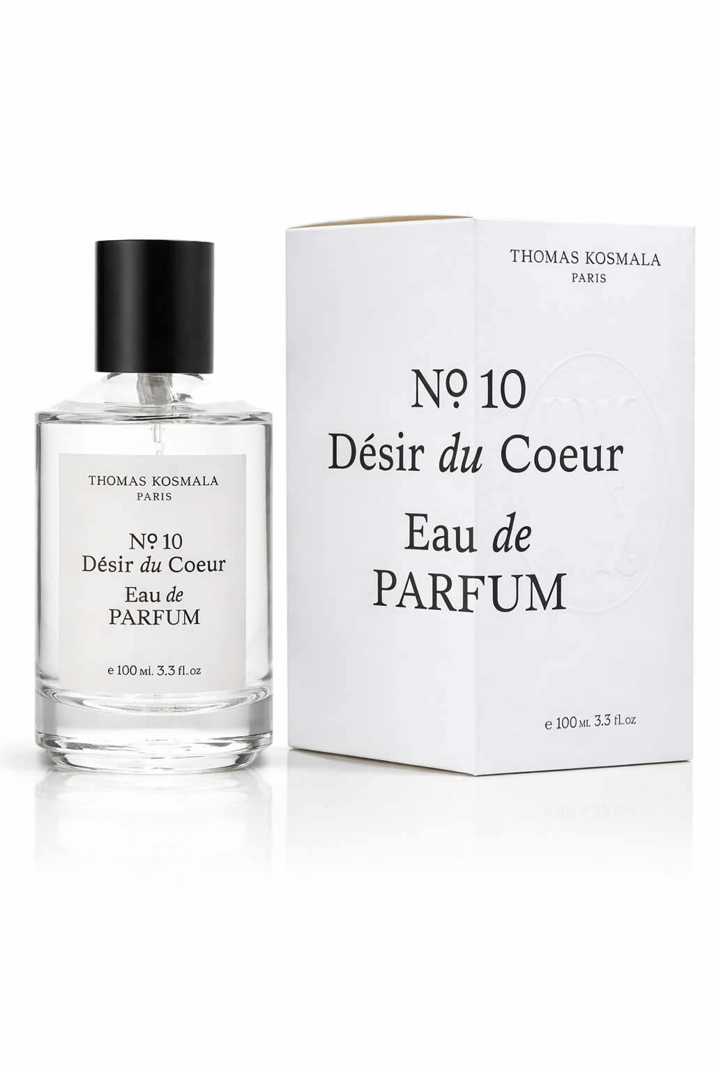 Eau de Parfum bottle and packaging with 'Thomas Kormala' branding on a white background