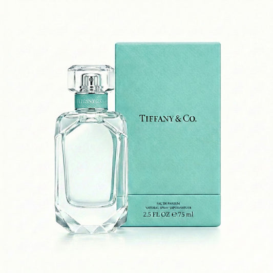 Tiffany & Co. perfume bottle and packaging on a white background