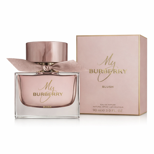 My Burberry Blush perfume bottle and packaging on a white background